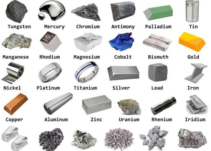 Names of different materials in English